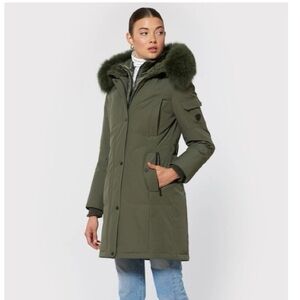 1 Madison Green Parka with Fur Trim